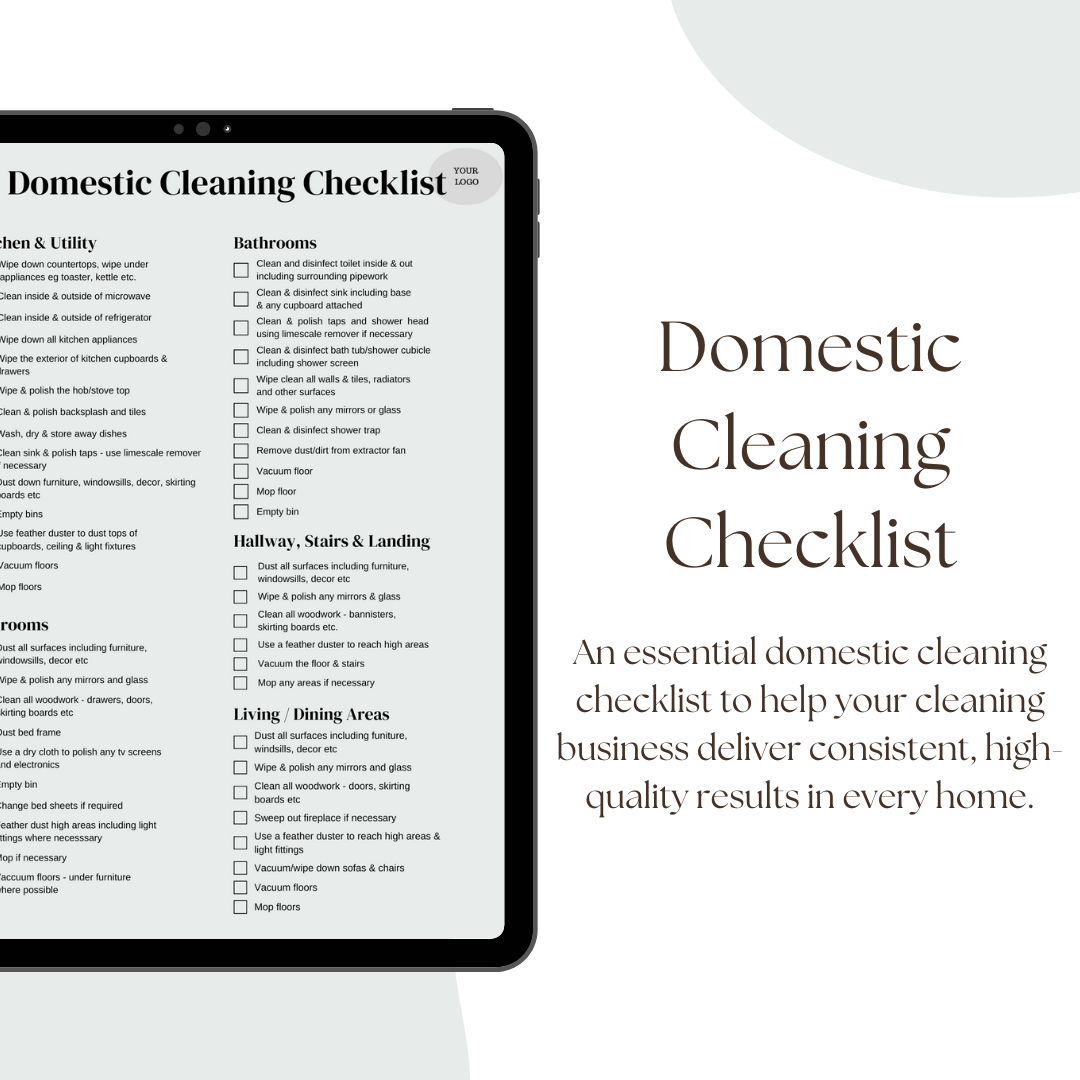 Domestic Cleaning Checklist